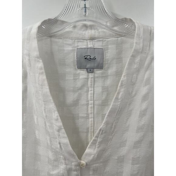 Rails Women's Short Sleeve Thea Powder Neck Blouse Cropped White Size Small - Picture 3 of 8